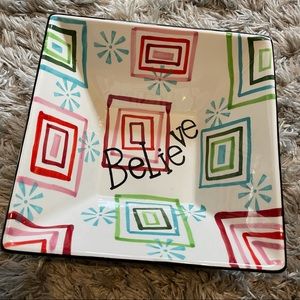 Jay Import X'Mas cheer by Jay ceramic dish bowl snowflakes believe colorful